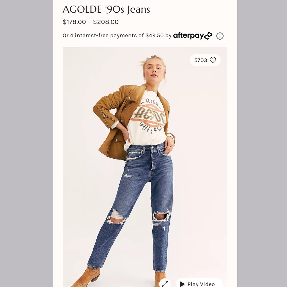 NWT AGOLDE 90s mid rise loose fit jeans